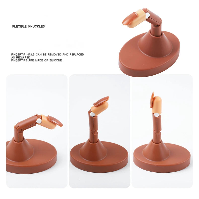 Mechanical Practice Hand for Acrylic Nails Silicone Nails Tips Can Be Detachable Beginners Practice Moving Finger Strap Base