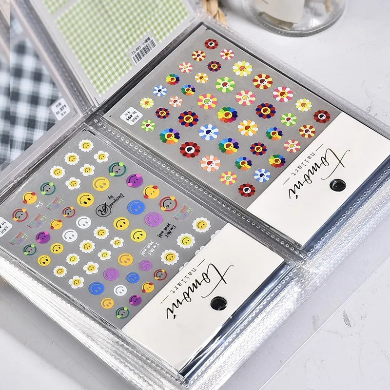 Ddbos 80/240 Slots Nail Stickers Storage Book Large Capacity Exhibition Photo Album Card Package Button Type Manicure Sticker Notebook
