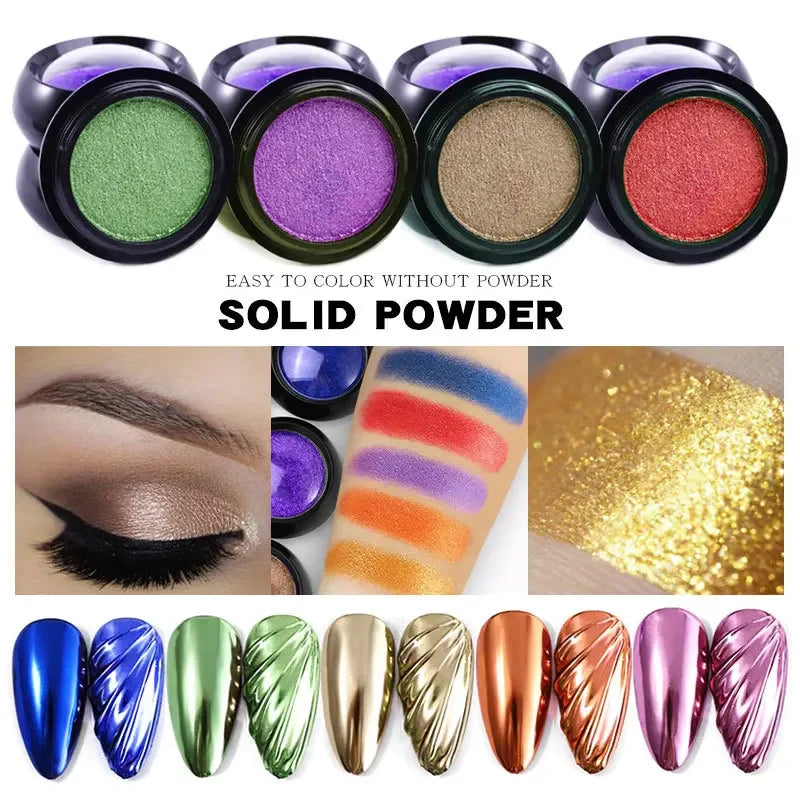 0.5g Color Acrylic Powder for Nail Art Decorations Solid Magic Mirror Nail Powder Metal Effect Nails Glitter