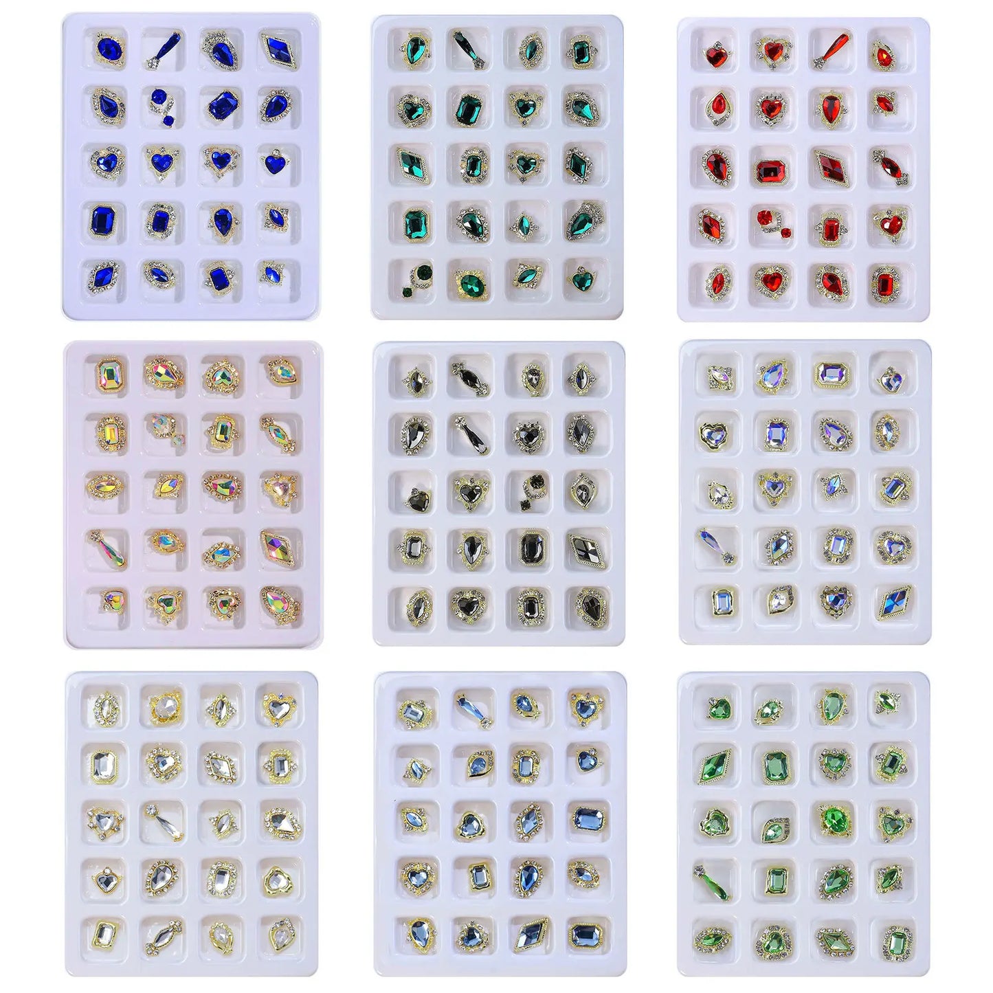 Ddbos 20pcs/Boxed Alloy Zircon Nail Rhinestones For Nails Art Decorations Fantasy Color Super Sparkling Diamond Kit Nail Decoration