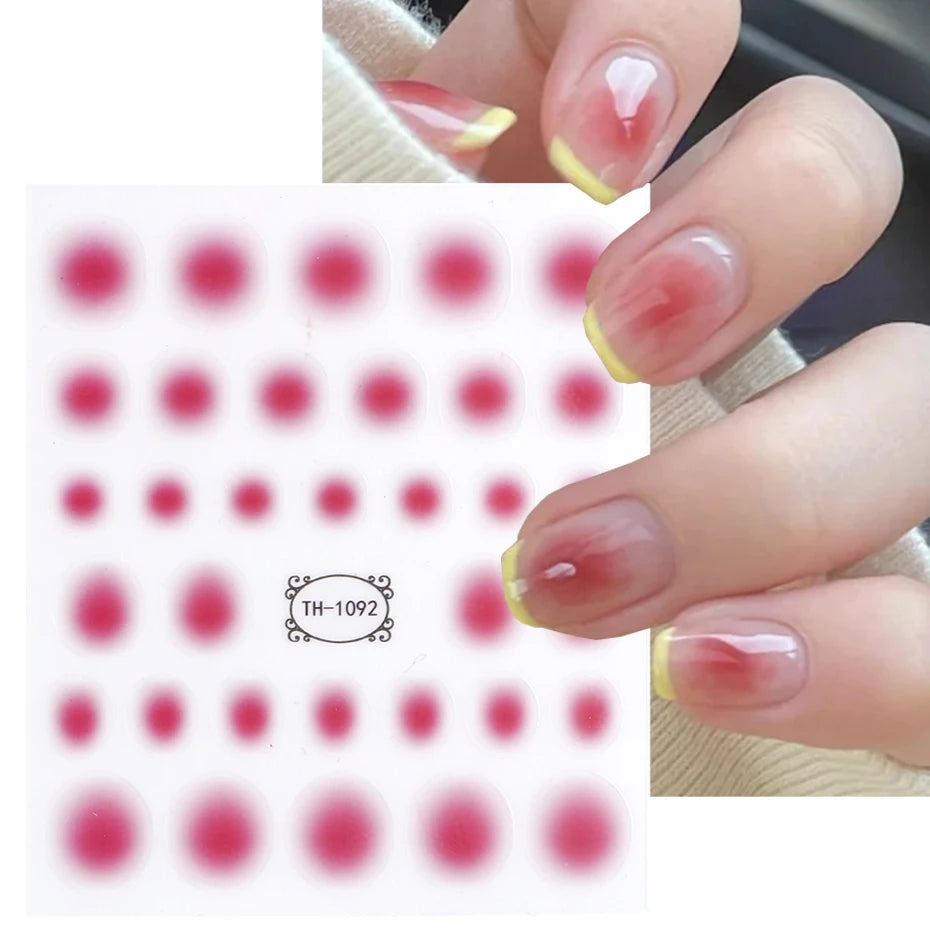 Ddbos Gradient Nail Sticker 3D Jelly Red Pink Blush Sliders Cute Ombre Nail Design Japanese Style Translucent Gel Polish Wraps Decal