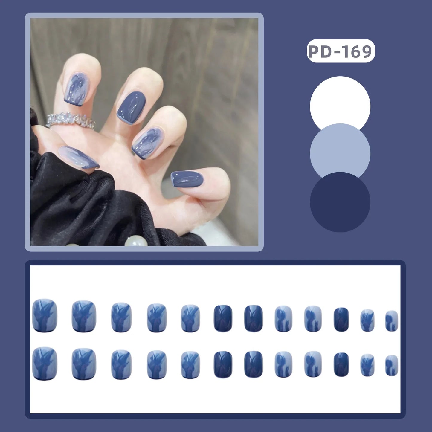 24Pcs/Box Nail Art Fake Short Ballet Wearable Fake Nails press on Square Coffin Head Full Cover Detachable Finished Fingernails