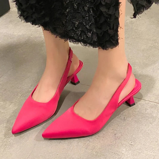 Ddbos Summer Slingle Shoes for Women 2024 Pionted Toe Stiletto Women's Slingbacks Shoes Sexy Party Dress Office Ladies Heeled Shoes