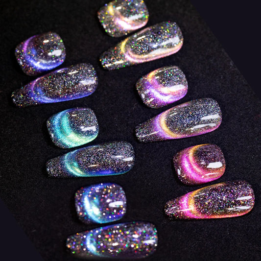 Ddbos 7.5ml Double Light Reflective Magnetic Gel Sparkling Rainbow Soak Off Semi Permanent Nail Art Disco Flashing Cat Eye Gel