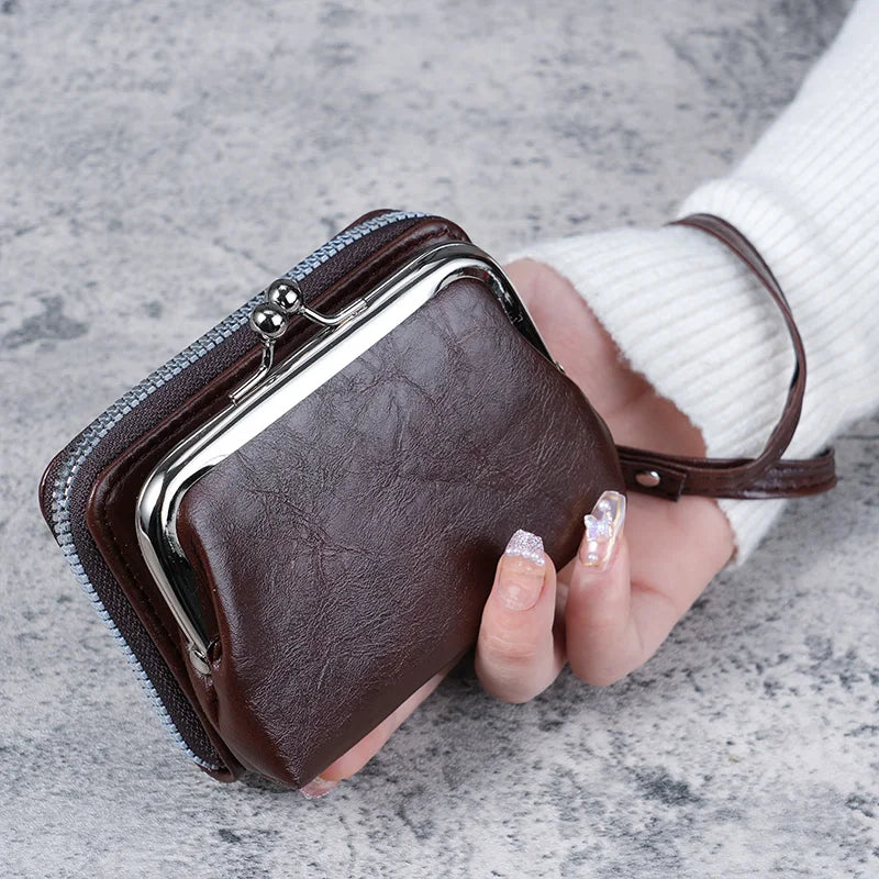 Ddbos New Wallet Women Fashion Wrist Strap Short Coin Purse Large Capacity Coin Clip Bag Multi-card Card Bag Wallet