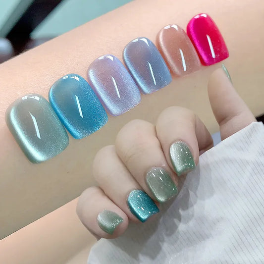 7.5ML Water Light Cat Eye Gel Semi Permanent Soak Off Holographic Crystal Magnetic Gel Polish for Nail Art DIY Manicure Salon