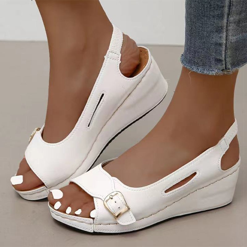 Sandals Women Slip On Wedge Heels Sandals For Summer Shoes Women White Wedges Sandals With Platform Shoes Heeled Sandalias Mujer