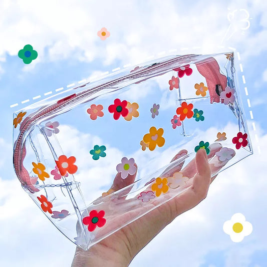 BACK TO SCHOOL Big Waterproof Transparent Pencil Case PVC Stationery Gift Girls Students Pencil Bag Kawaii Makeup Cosmetic Bag Travel Bags