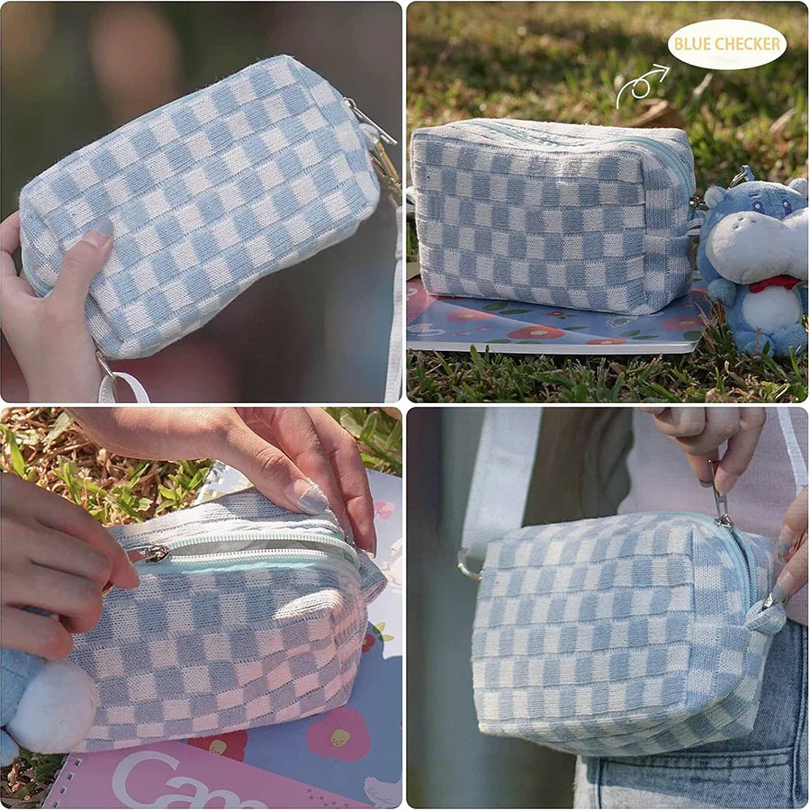 Ddbos BACK TO SCHOOL OUTFIT Cute Pencil Case Storage bag Cosmetic Bag Large capacity Knitting INS Korean Stationery school Supplies