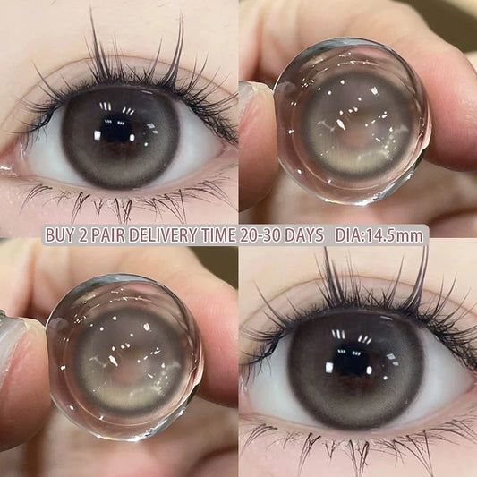  Myopia Colored Contact Circular Lenses Degree -0.00 to -8.00 Black Eyes Beauty Pupil Brown Makeup Lens