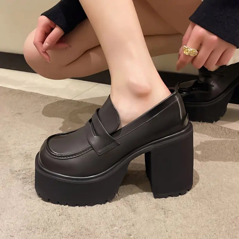 High Heels Loafers Women Shoes Retro Chunky Heels Pumps Woman Uniform College Platform Mary Jane Shoes Ladies fashion DDBOS