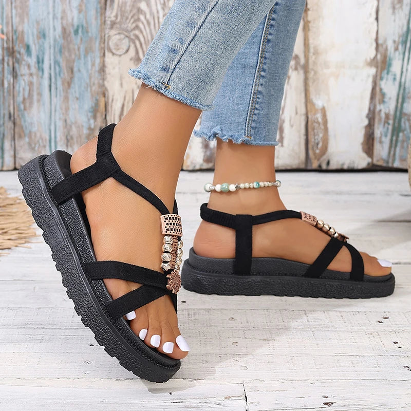 Ddbos Bohemian Style Wedges Sandals for Women 2024 Summer Thick Bottom Platform Gladiato Sandles Woman Plus Size 42 Retro Beach Shoes