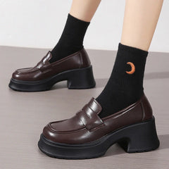 Women's Loafers 2024 Spring British Style Slip On Platform Mary Jane Shoes Woman Japanese Jk Uniform Lolita Shoes Women