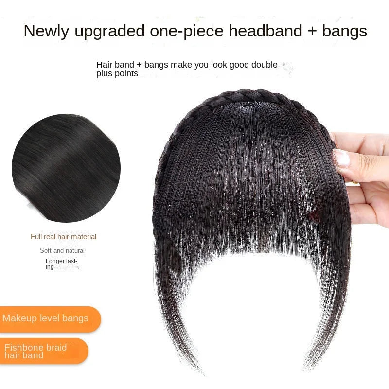 Ddbos Wig Bangs Headband Synthetic Bangs Hair Extension Fake Fringe Natural Hair Clip on Hairpieces for Women Invisible Natural Clip