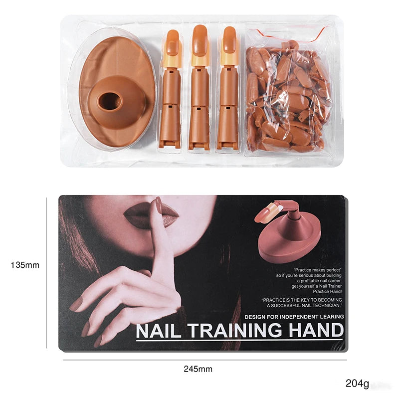 Mechanical Practice Hand for Acrylic Nails Silicone Nails Tips Can Be Detachable Beginners Practice Moving Finger Strap Base