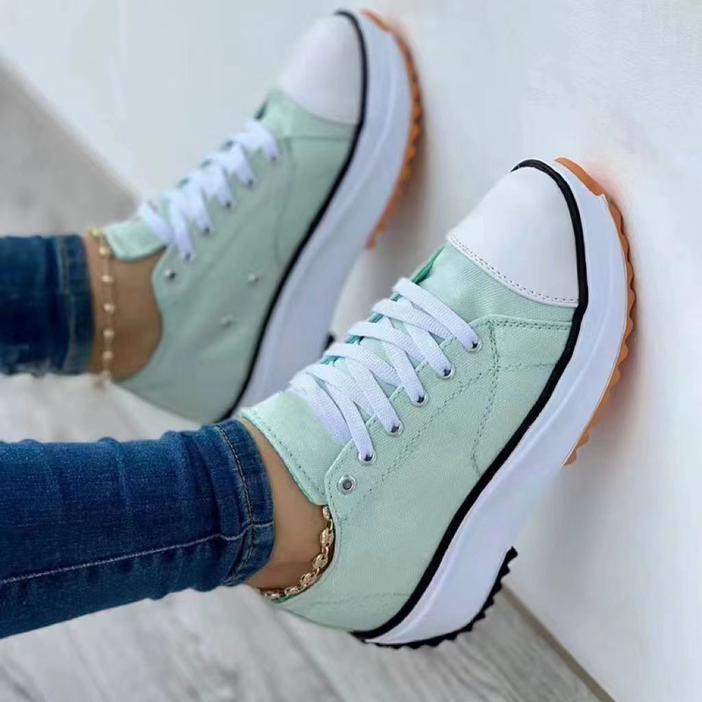 Ddbos New Woman Platform Sneakers Women Casual Shoes Female Canvas Shoes Tennis Ladies Shoes Chunky Sneakers Lace Up Shoe Plus Size