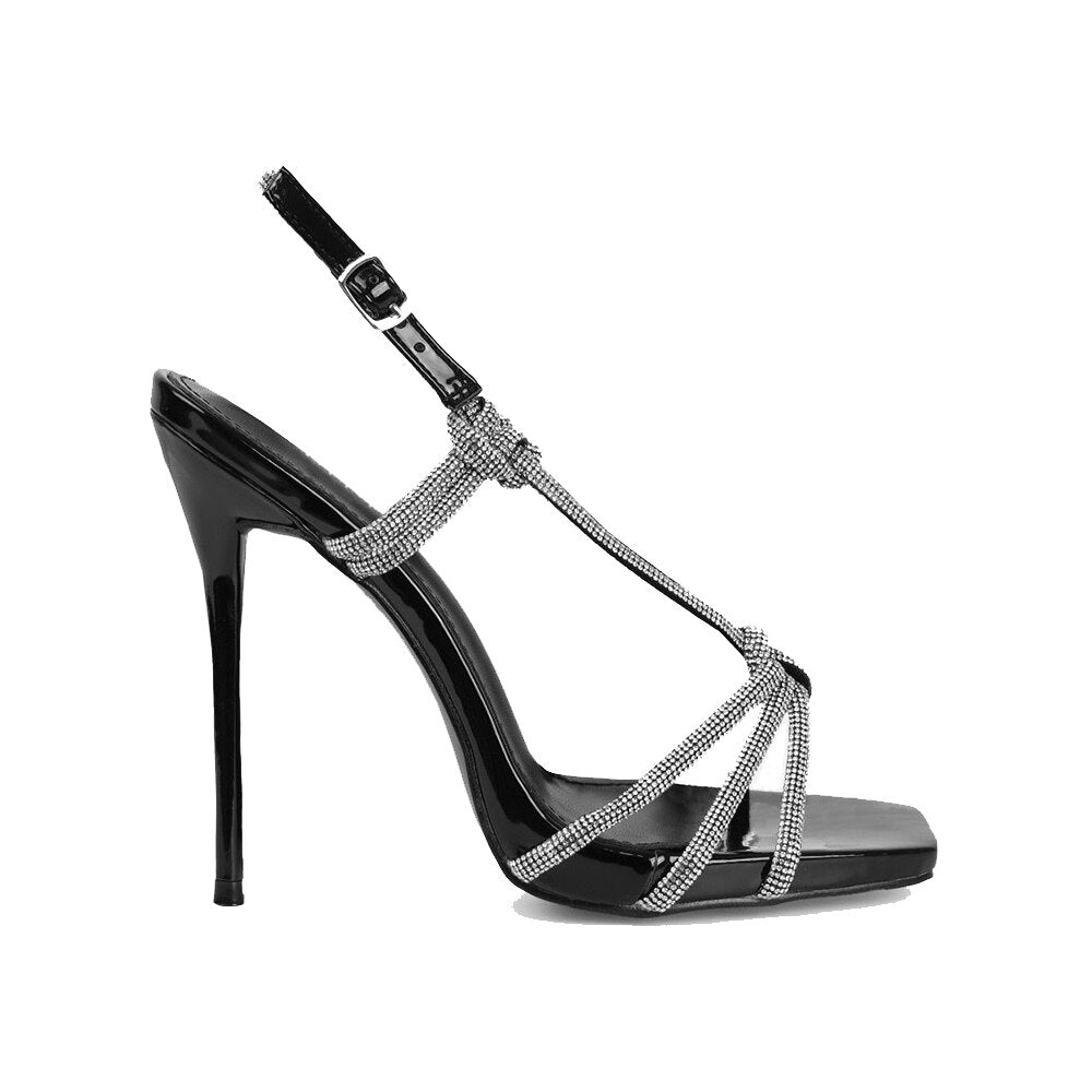 Ddbos New Sexy Buckle Strap Woman Sandals Street Style Stripper Prom Stiletto High Heels Shoes