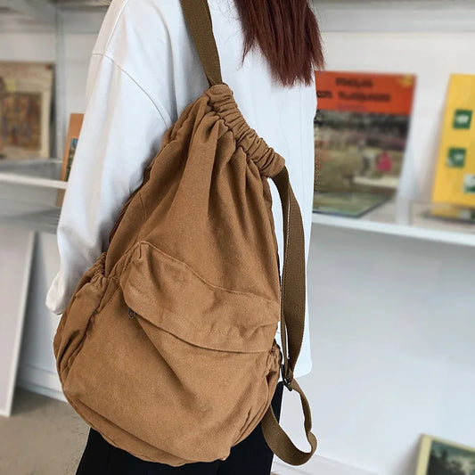 Ddbos Women's Canvas Cute Drawstring Backpack Fashion Women's Laptop Schoolbag Fashion Women's Backpack Cool Girl Travel Schoolbag