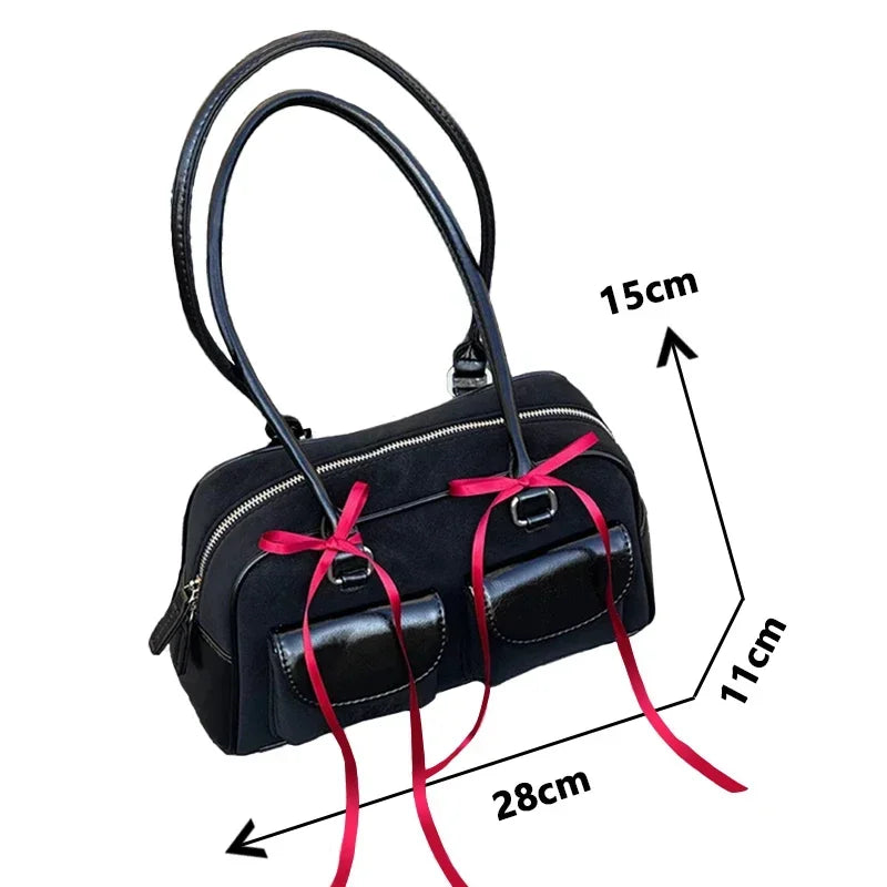 Ddbos Small PU Leather Double Pockets Design Shoulder Bags for Women Female Underarm Bag Lady Handbags and Purses Large Capacity