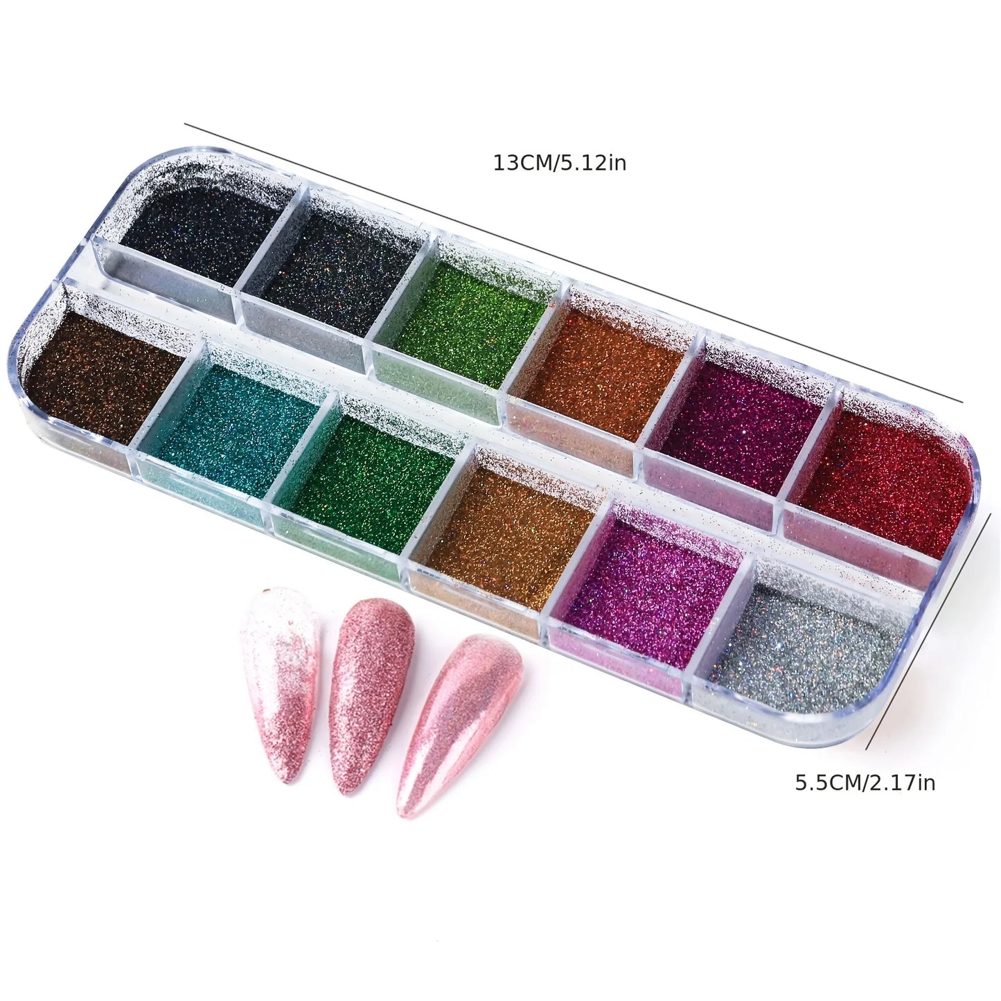 Holographic Powder Set Holo Silver Rub Dust Black Pink Chrome Nail Glitter Powder Laser Pigment For Nail DIY Manicure