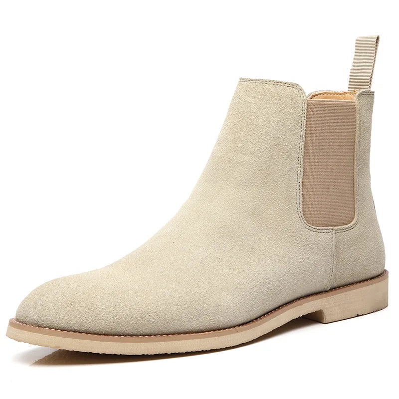 Ddbos Retro Man Chelsea Boots Classic Cowhide Suede Leather Men's Short Ankle Boot British Fashion Casual High-top Shoes