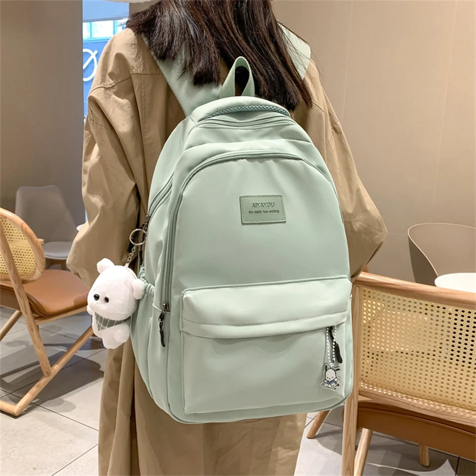 Ddbos BACK TO SCHOOL Fashion Waterproof Backpack New Women Bagpack Nylon Solid Color Bagpacks for Teenage Girl School Bags Mochilas Rucksacks Bookbag