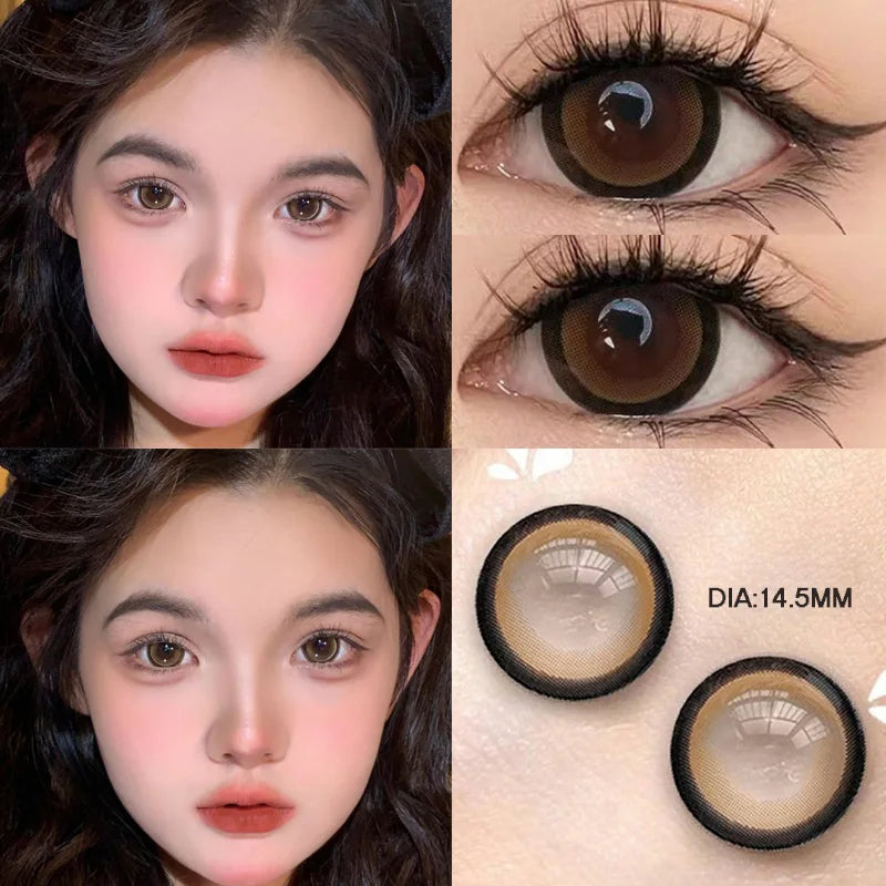 Ddbos 1Pair Colour Contacts Lenses Myopia Pink Rose Eye Lenses Beauty Pupil Blue Eyes Brown Lenses Makeup Free Shipping