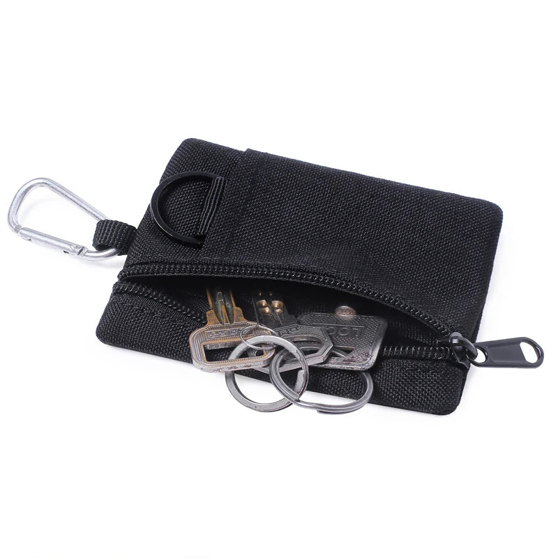 Ddbos Outdoor Small Waist Pouch Key Wallet Mini Portable Key Card Case Travel Zipper Belt Bag Tactical Purse Coin Purse With Carabiner