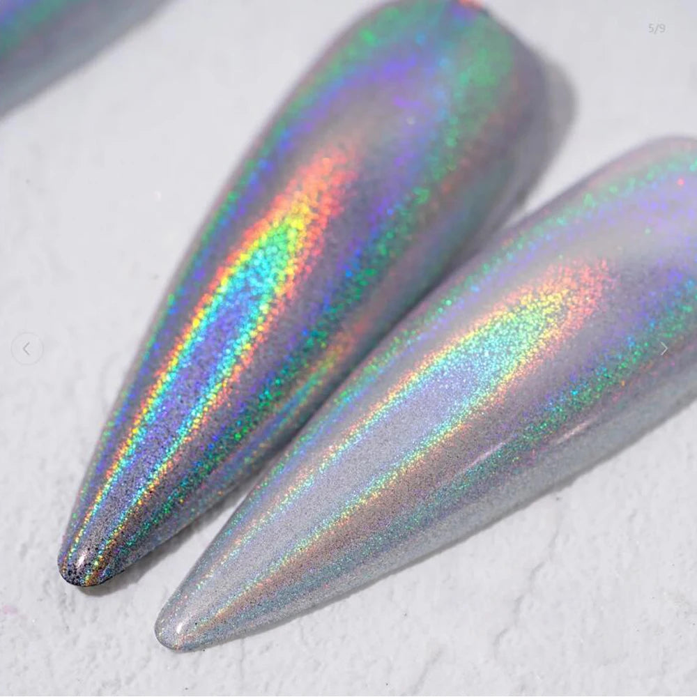 1Box Unicorn Holographic Nail Powder Silver Glitter Metallic Rub Dust Mirror Pigment Extra Fine Shiny Chrome For DIY Manicure*Y*