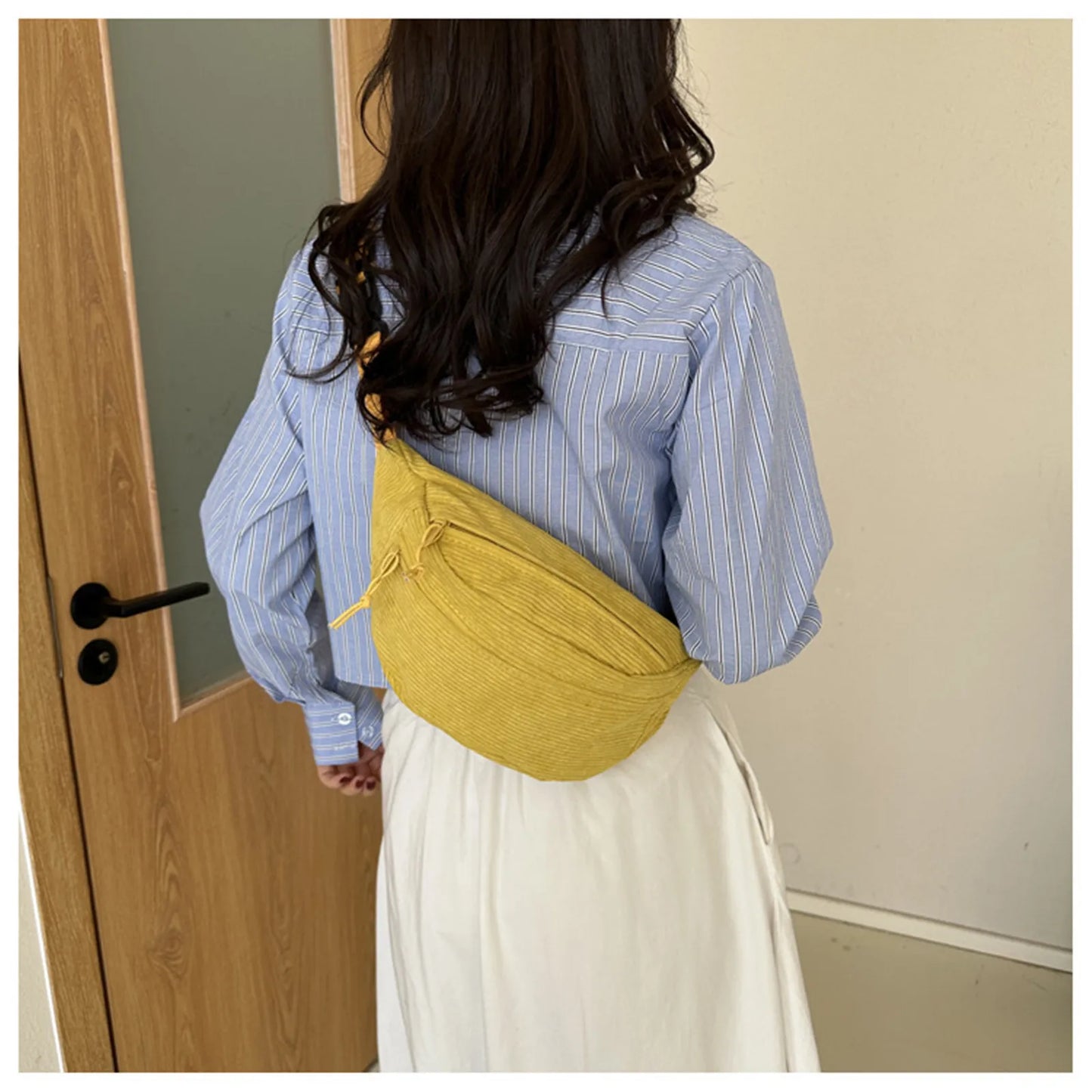 Ddbos BACK TO SCHOOL Corduroy Women Waist Packs with Zipper Ladies Shoulder Crossbody Bag Fashion Casual Travel Fanny Pack Female Adjustable Bag