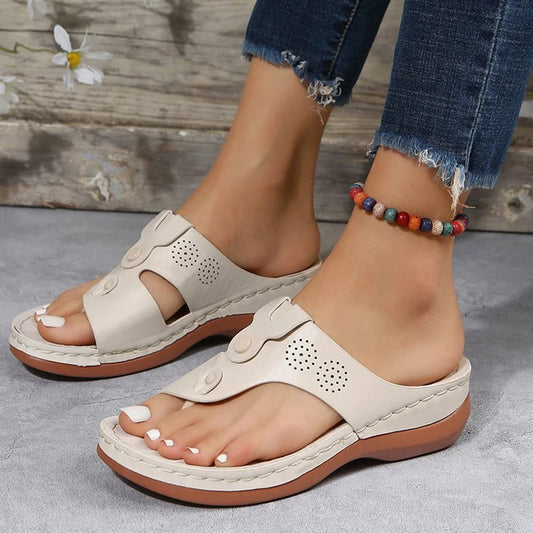 Ddbos Summer Sandals Women Orthopedic Wedge Heels Slippers Shoes For Heeled Beach Flip Flops Zapatos Mujer Women's Leather High