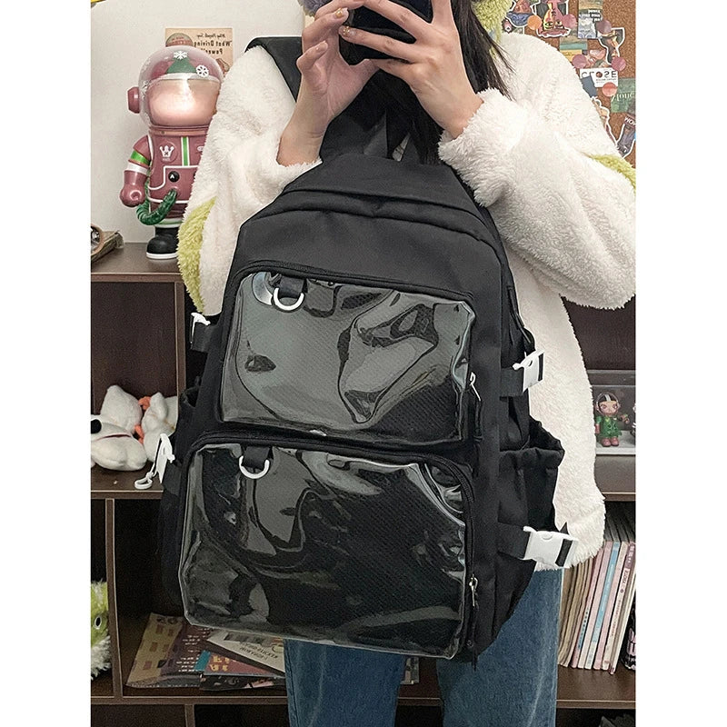 Ddbos BACK TO SCHOOL Japanese Kawaii Itabag Women New 2024 Transparent Backpack Women Large Capacity Ita Backpack School Bags For College Student JK