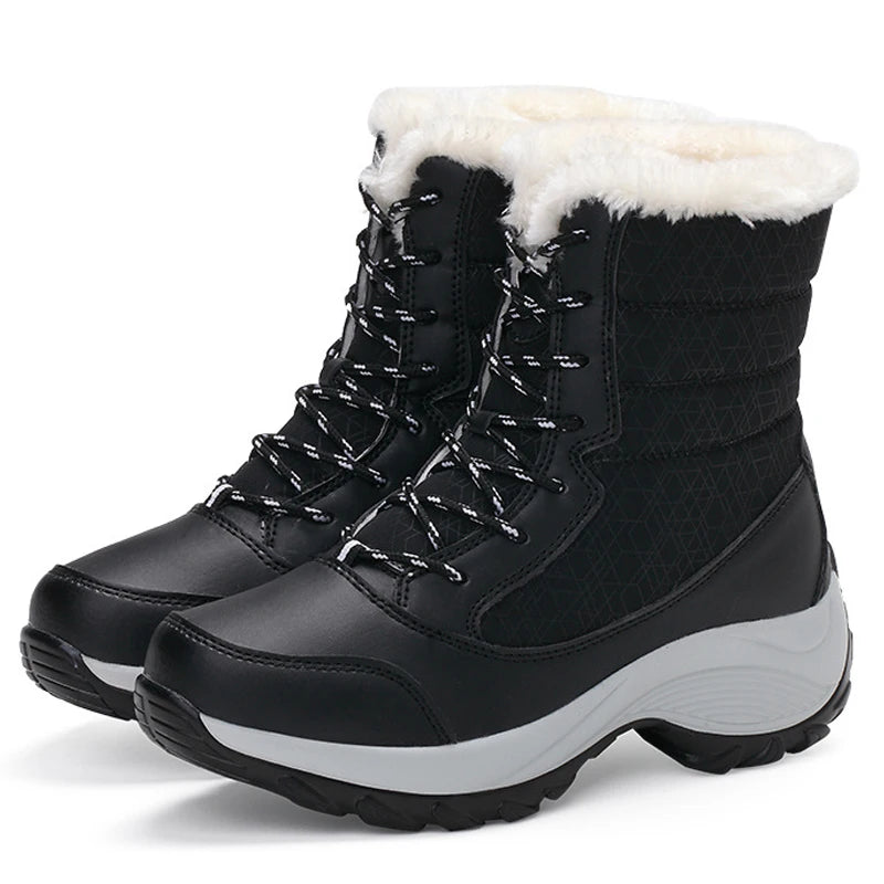 Ddbos Ankel Boots for Women Winter Outdoor Warm Snow Boots Chunky Platform Waterproof Non-slip Warm Shoes Woman Boots Plus Size Casual