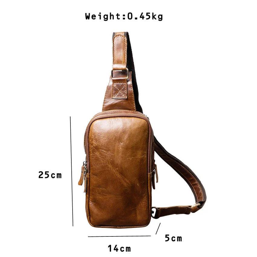 Ddbos 100% Genuine Leather Chest Bag Male Shoulder Messenger Bag Men Crossbody Business Chest Pack Casual Bag Men Multifunctional Bag