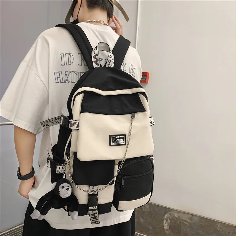 Ddbos BACK TO SCHOOL Korean Schoolbag Female Student Backpack Large Capacity Fashion Boy Backpack Computer Bag Femal School Backpack  School Bags