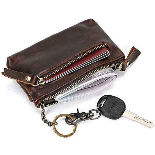 Genuine Leather Zipper Coin Wallet Women Men Cow Leather Mini Short Purse Card Holder Change Purse For Man Clutch Wallets