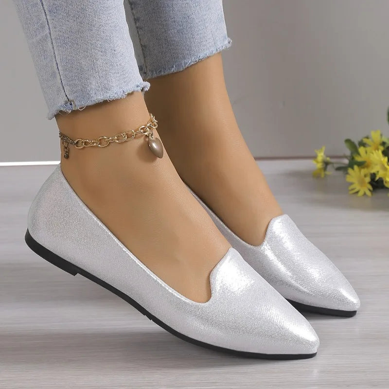 Ddbos 2024 Fashion Slip on Loafers Breathable Stretch Ballet Shallow Flats Women Soft Bottom Pointed Toe Boat Shoes plus size 43