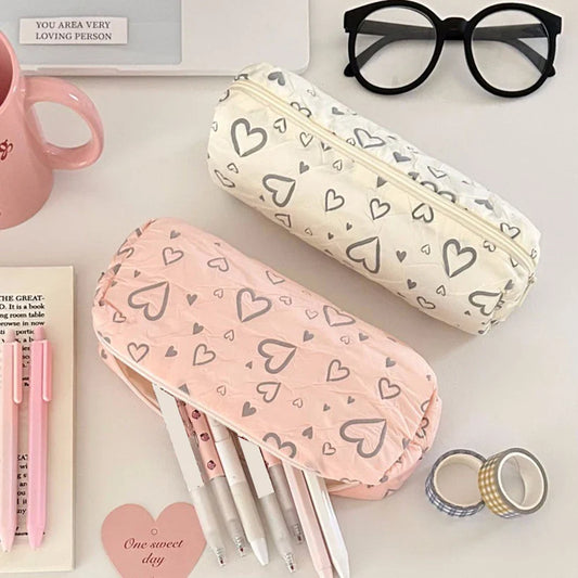 BACK TO SCHOOL Love Pencil Case School Supplies Pencilcase Estuche Escolar Soft Trousse Scolaire Large Capacity Pen Case Kalemlik Pencil Pouch