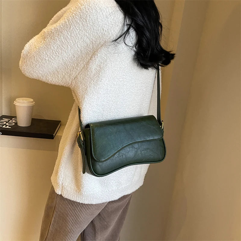 Ddbos Vintage Leather Crossbody Bags for Women Designer Female Small Flap Shoulder Bag Lady Handbags and Purses