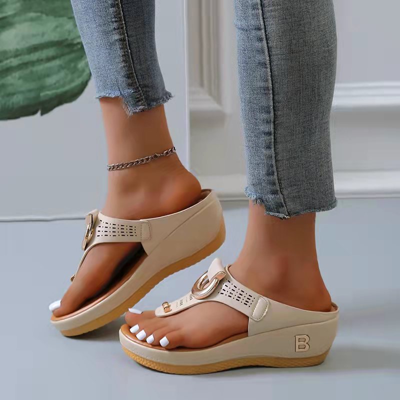 Ddbos Women New Summer Sandals Open Toe Beach Shoes Flip Flops Wedges Comfortable Slippers Cute Sandals Plu Size 35~43 Chaussure Femme