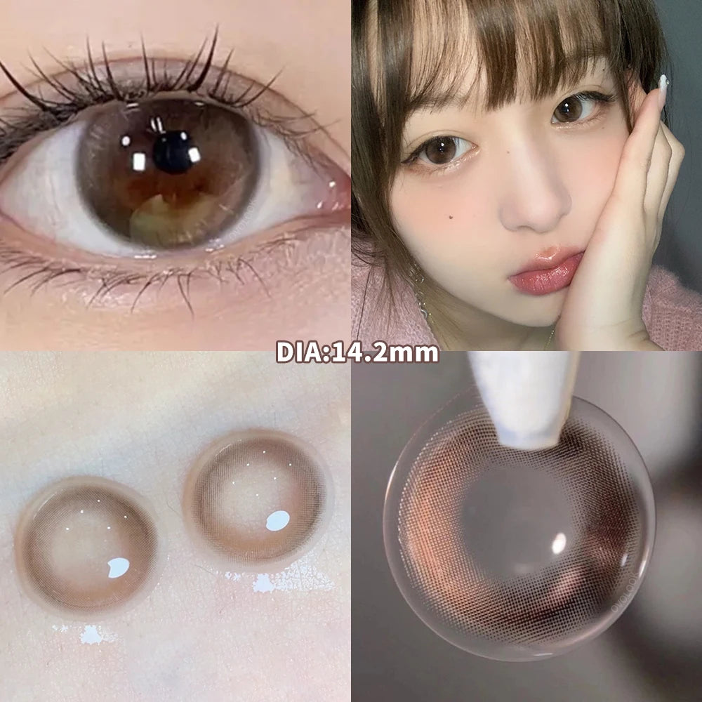 2PCS Beauty Brown Color Contact Lenses for Eyes Myopia Eye Color Lenses with Diopters Natural Pupils Mystical Blue Lens