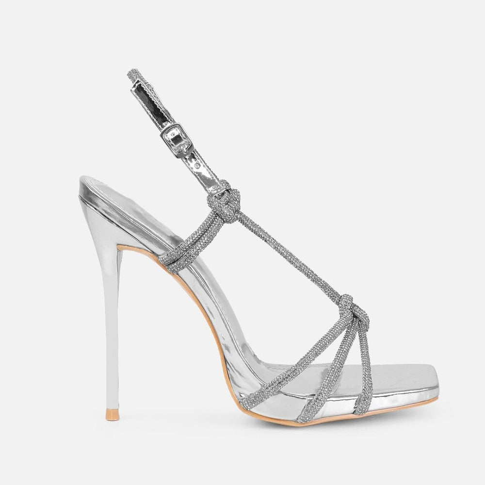 Ddbos New Sexy Buckle Strap Woman Sandals Street Style Stripper Prom Stiletto High Heels Shoes