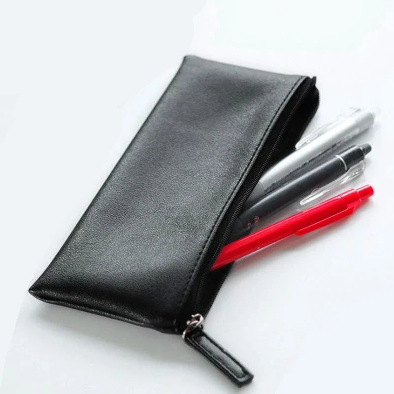 1pcs Leather Pencil Case Simple Pen Bags Women Girl Make Up Holder Gift School Stationery Gift Cute Pencil Caseback To School