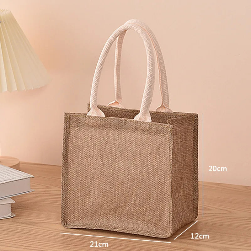 Ddbos Linen bag Hand-painted cotton sacks Jute portable imitation sacks Linen bags Shopping bags Laminated bags