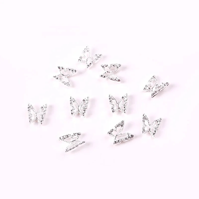 Ddbos 10pcs nail Charm Bufferfly Metal Nail Figures 3d Nail Parts Metal Charms Kawaii Accessories For Manicure Rhinestone