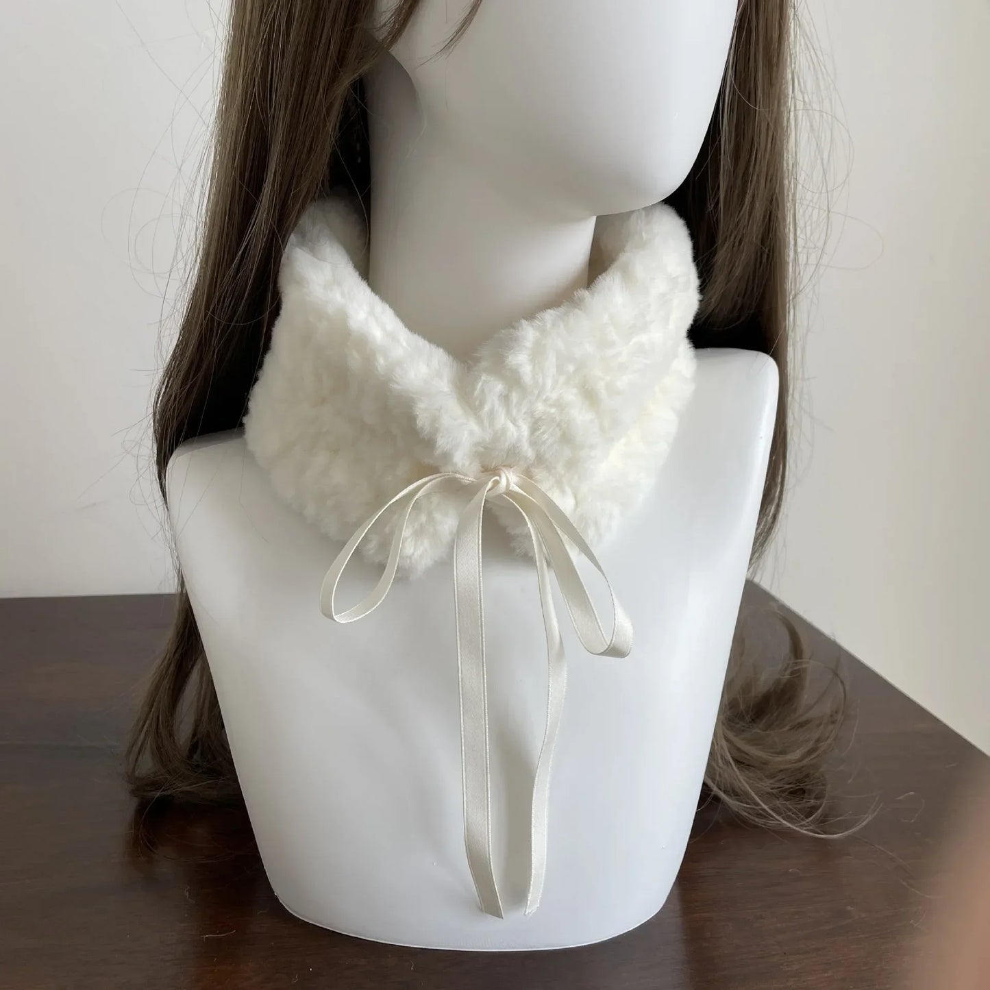 Ddbos Kawaii Japanese Hairball Hair Collar Scarf Winter Thickened Warm Cute Imitation Fur Rabbit Plush Tie Rope Neckerchief Y2k Scarf