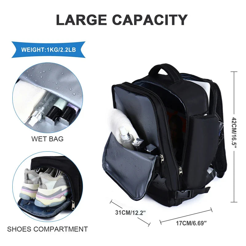 Ddbos BACK TO SCHOOL Women Travel Backpack 17 Inch Laptop USB Airplane Business Shoulder Bag Nylon Students Schoolbag Luggage Pack Bags hot selling