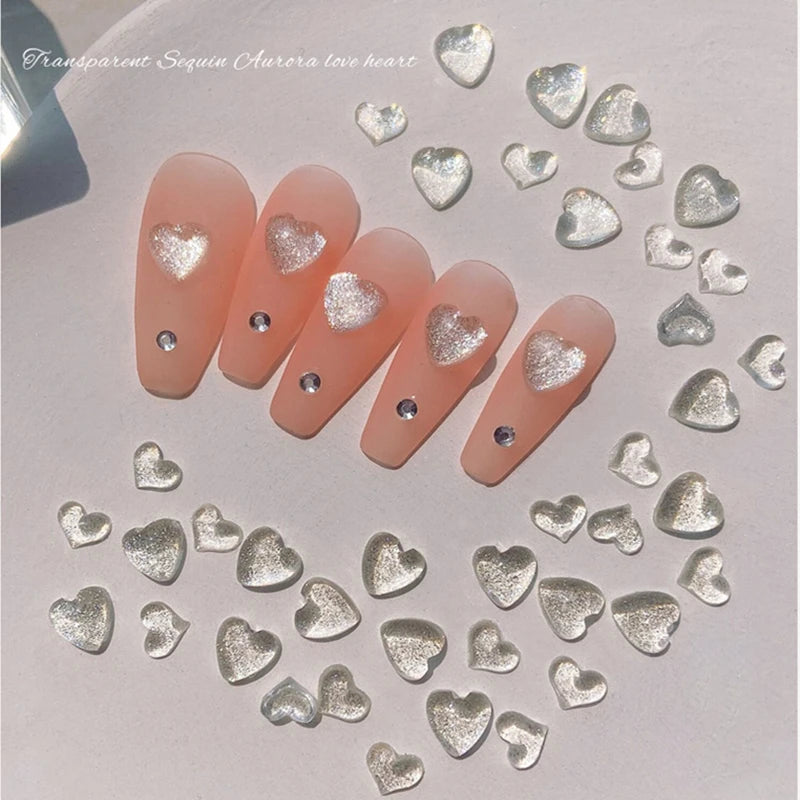 3d Nail Charms Art Love Heart Nail Rhinestones Natural Crystal Stone  DIY Nail Art Decorations  Nail Accessories