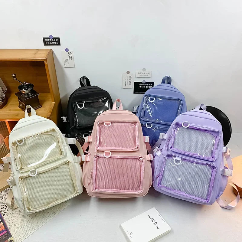 Ddbos Japanese Kawaii Itabag Women New 2024 Transparent Backpack Women Large Capacity Ita Backpack School Bags For College Student JK