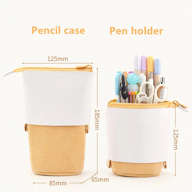 Ddbos BACK TO SCHOOL Creative Retractable Pencil Case School Stationery Storage Bag Kawaii Solid Color Pen Case Cute Pen Holder Gifts for Kid Pen Bag